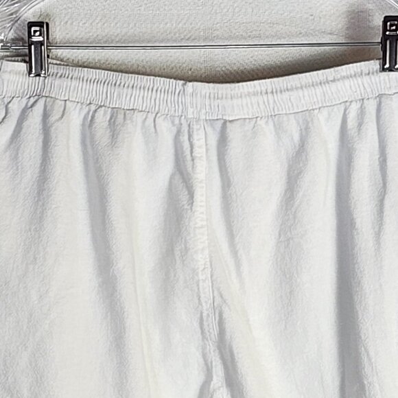 Cottonseed Casual Wear White Drawstring Elastic Waist Wide Leg Crop Pants Size L - Picture 12 of 16
